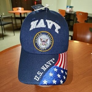 Vintage Navy Embroidered Letters Classic Snapback Cap Hat OSFA